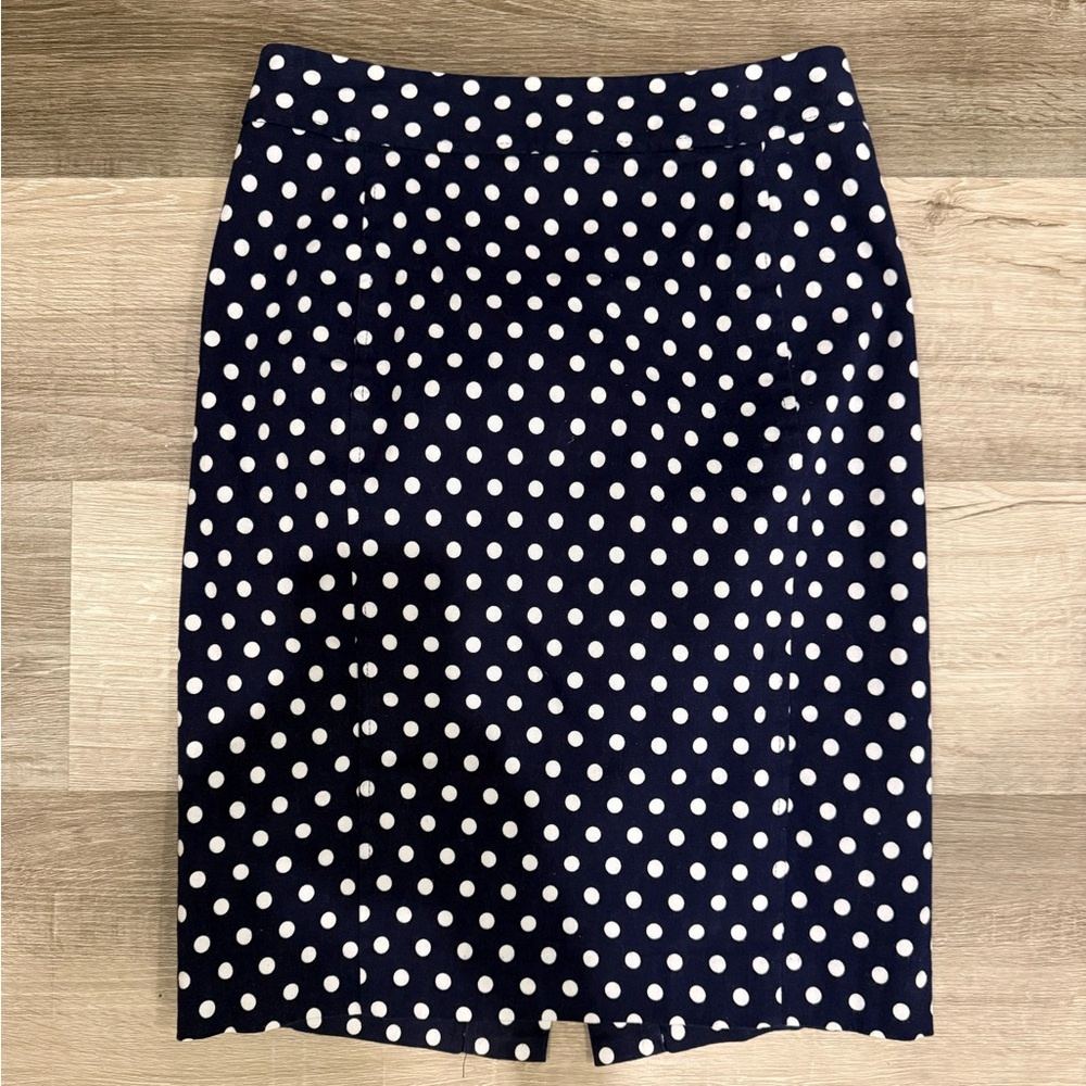 Pixley Navy and White Polka Dot Pencil Skirt
